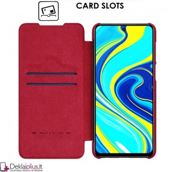 Odinis dėklas Nillkin qin serijos - raudonas (Xiaomi Redmi Note 9S/Note 9 Pro)